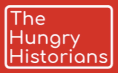 Logo in red with white type for The Hungry Historians